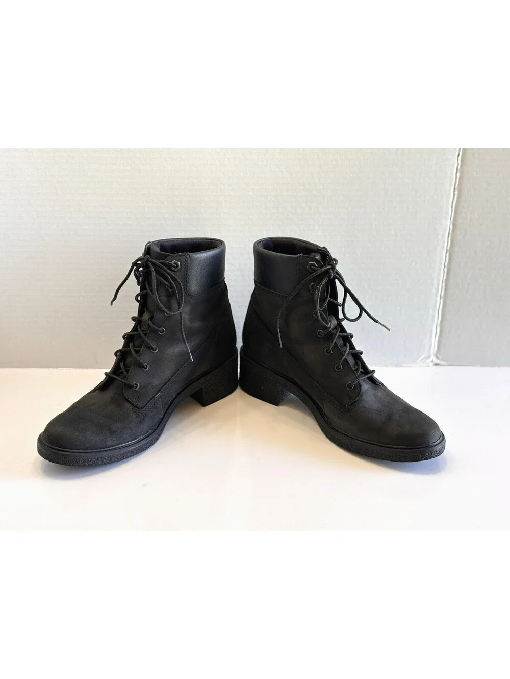 Timberland Brinda Ortholite Boots Women Black Nubuck Lace Up Heel Shoes Size 7.5
